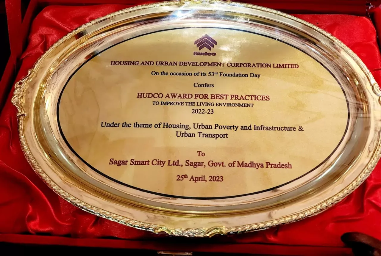 रहने योग्य शहर बनाने के सर्वोत्तम प्रयास के लिए सागर स्मार्ट सिटी को मिला प्रतिष्ठित हुडको अवार्ड